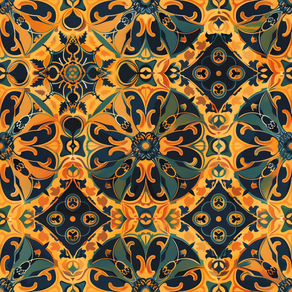 Marigold Mosaic Pattern 6 Fleece Fabric