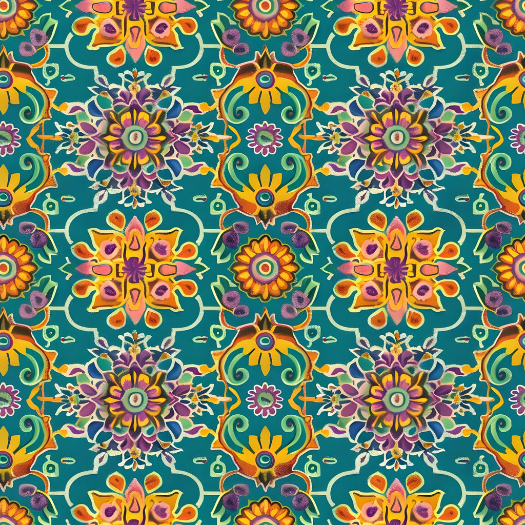 Marigold Mosaic Pattern 7 Fleece Fabric