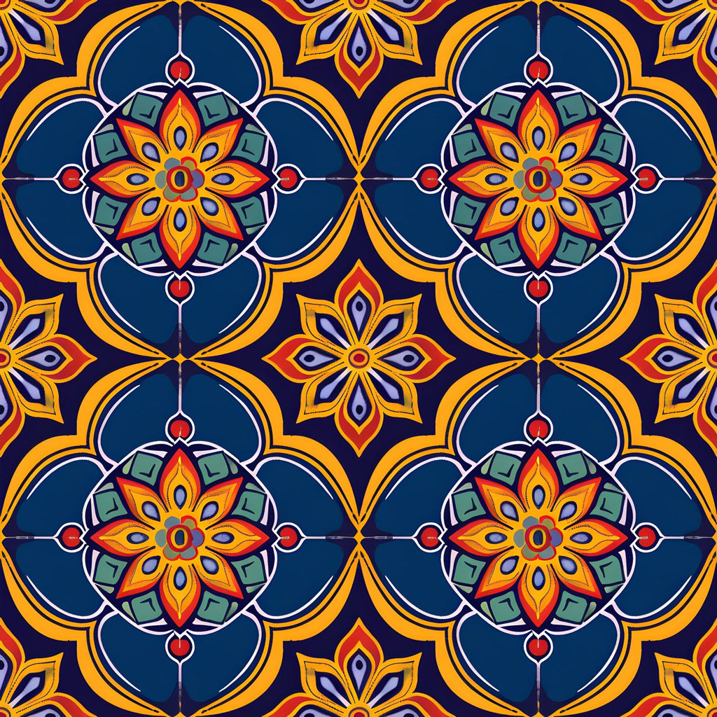 Marigold Mosaic Pattern 8 Fleece Fabric