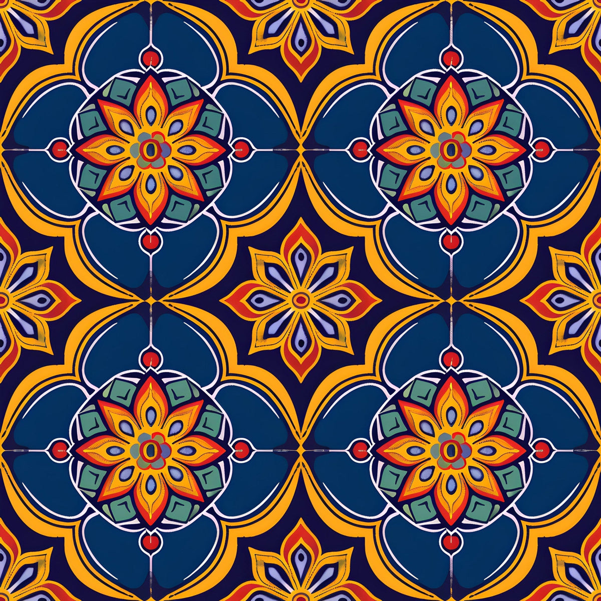 Marigold Mosaic Pattern 8 Fleece Fabric