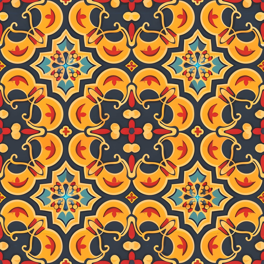 Marigold Mosaic Pattern 9 Fleece Fabric