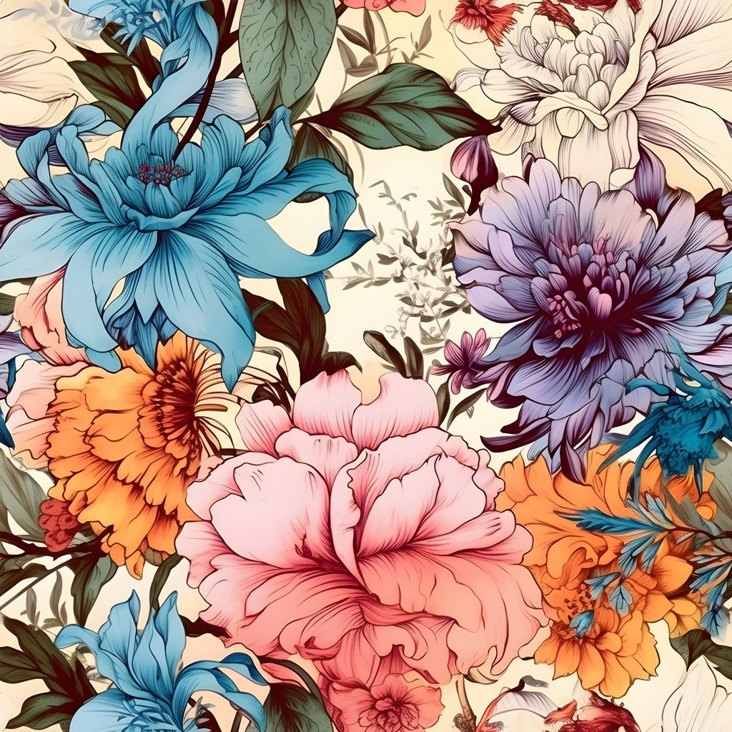 Sketchbook Garden Pattern 1 Fleece Fabric