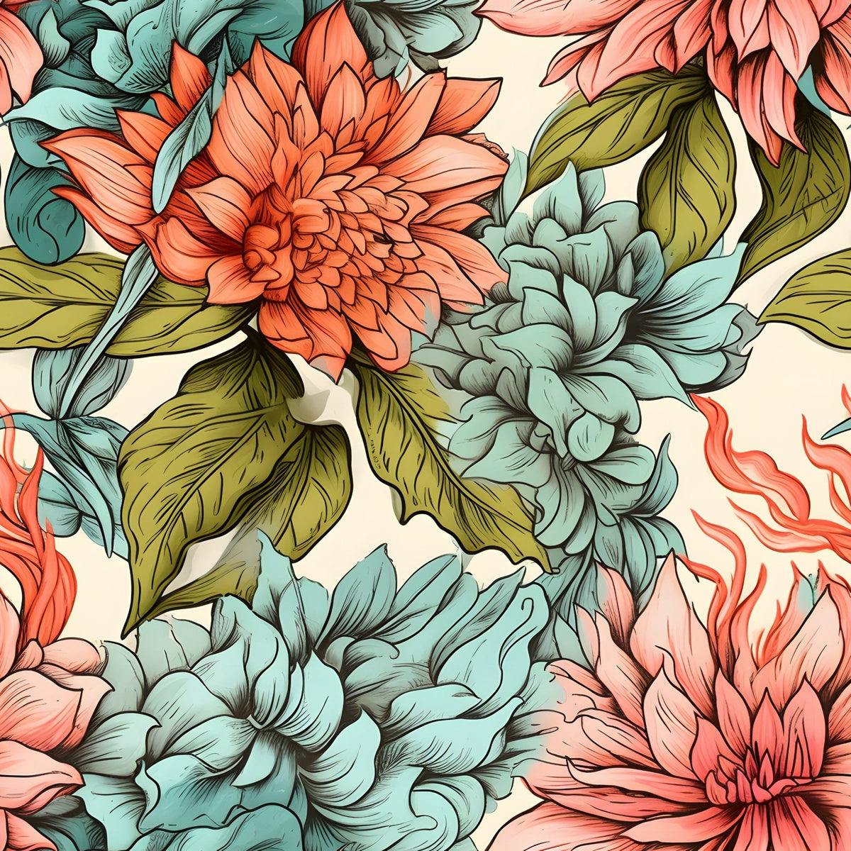 Sketchbook Garden Pattern 12 Fleece Fabric