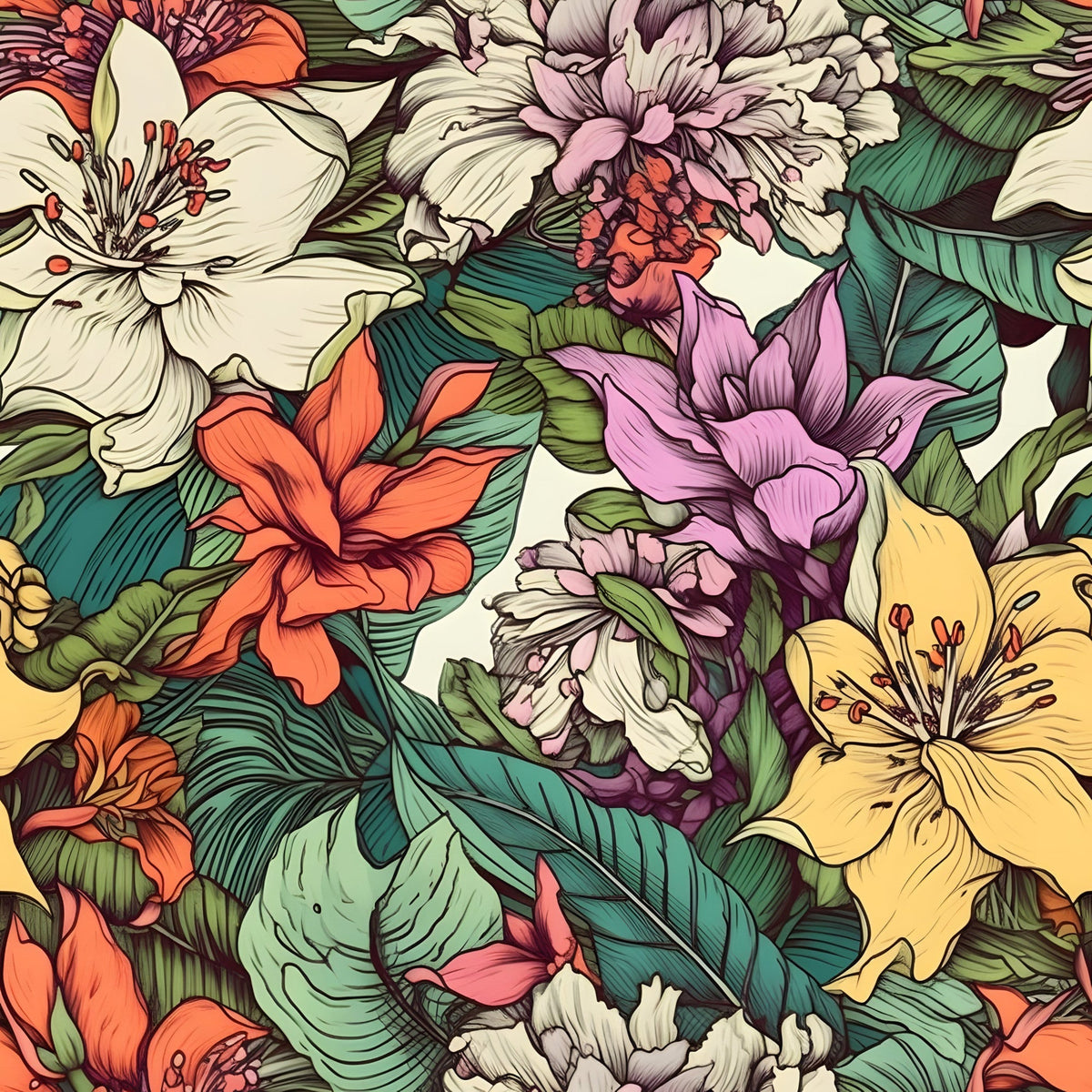 Sketchbook Garden Pattern 14 Fleece Fabric