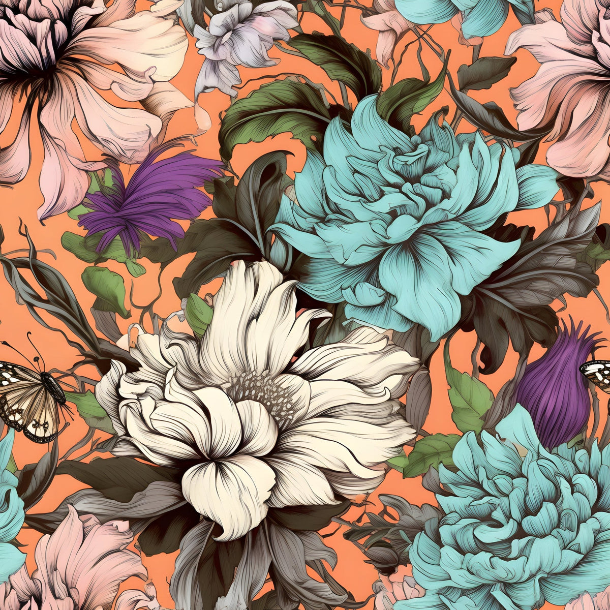 Sketchbook Garden Pattern 5 Fleece Fabric