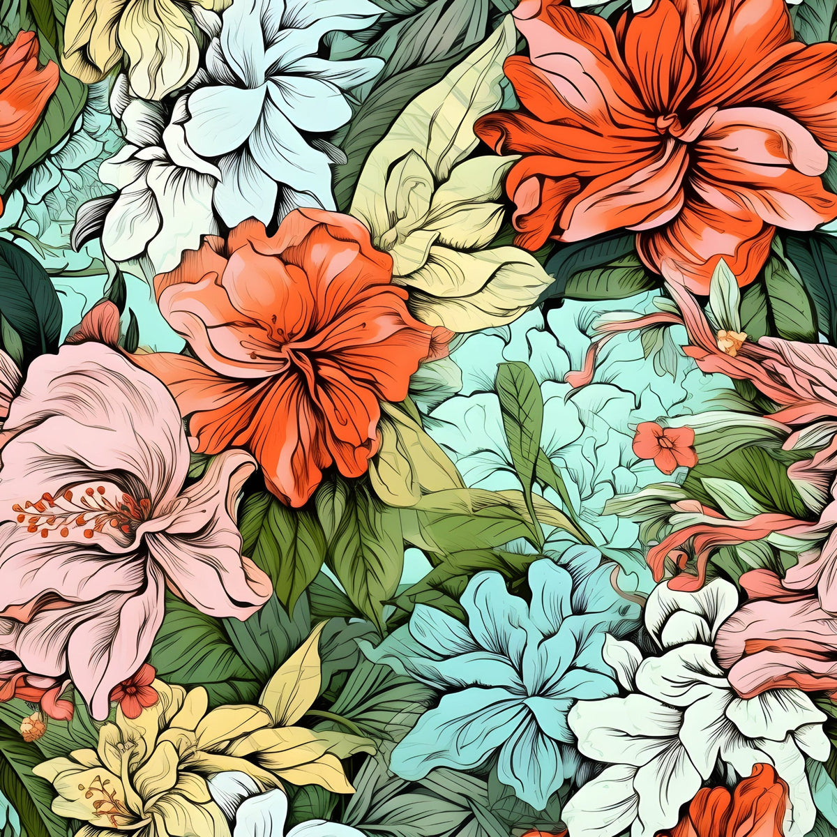 Sketchbook Garden Pattern 6 Fleece Fabric
