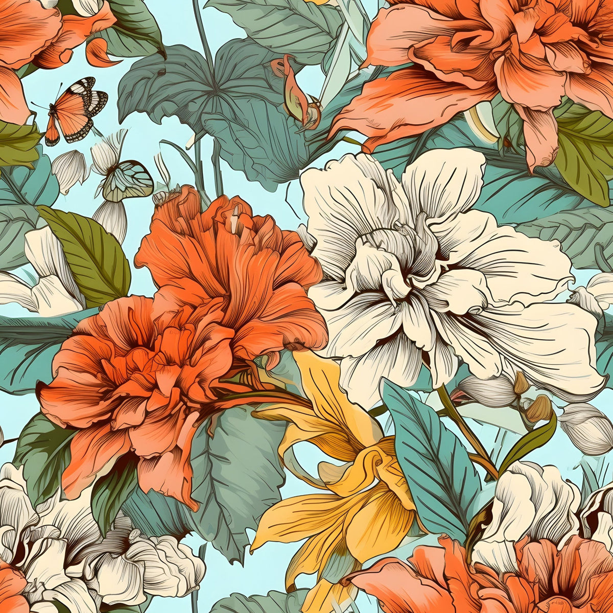 Sketchbook Garden Pattern 8 Fleece Fabric