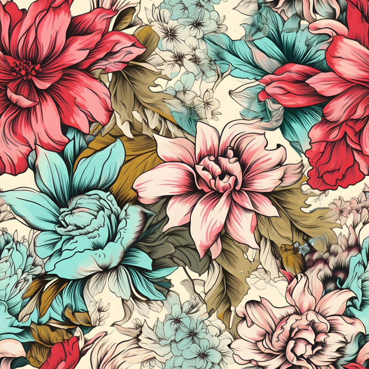 Sketchbook Garden Pattern 9 Fleece Fabric