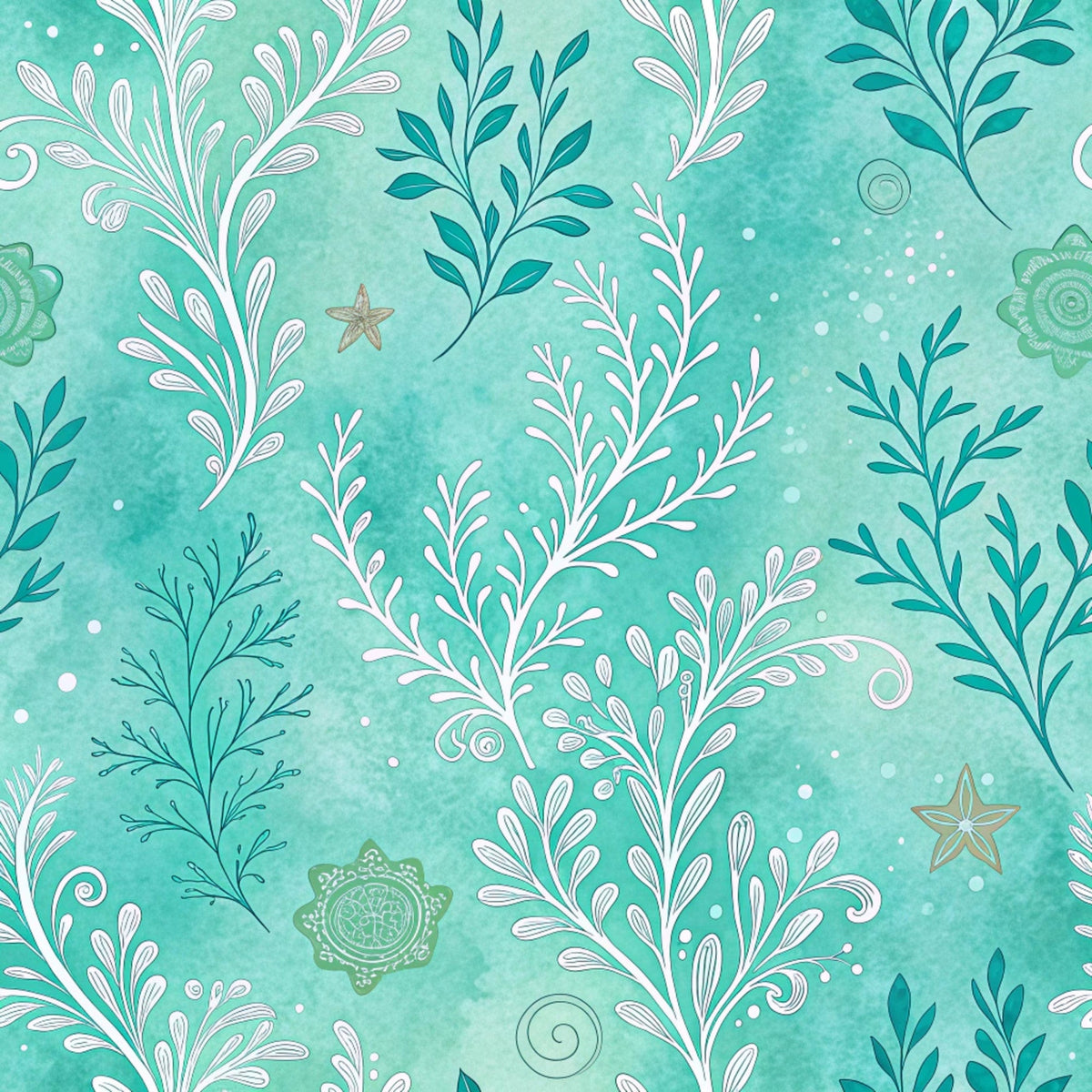 Teal Reverie Pattern 14 Fleece Fabric