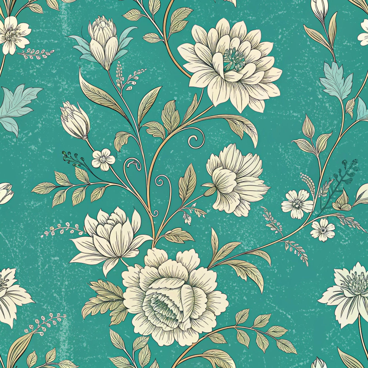 Teal Reverie Pattern 18 Fleece Fabric