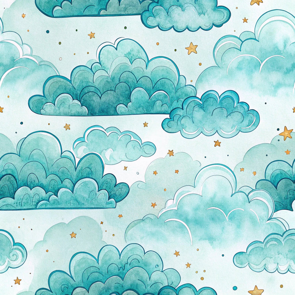 Teal Reverie Pattern 24 Fleece Fabric