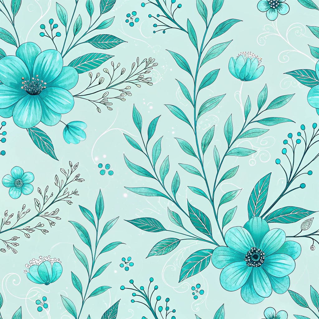 Teal Reverie Pattern 6 Fleece Fabric