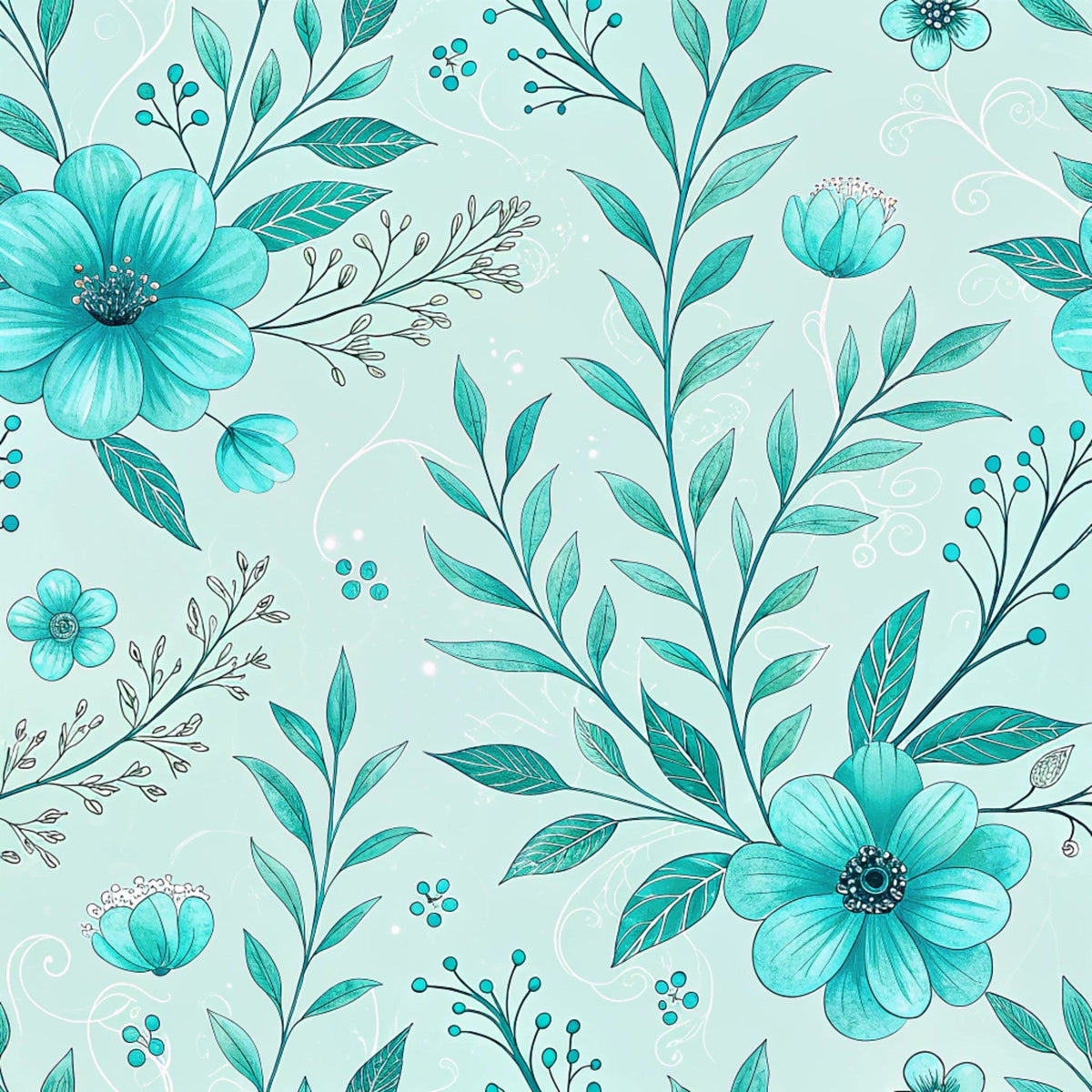 Teal Reverie Pattern 6 Fleece Fabric