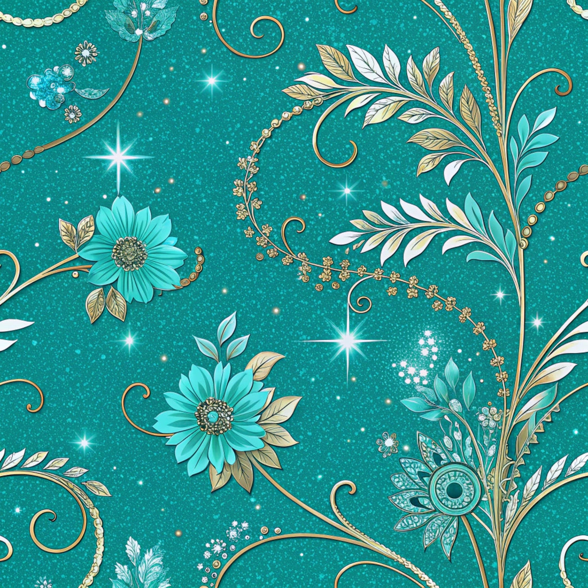 Teal Reverie Pattern 7 Fleece Fabric