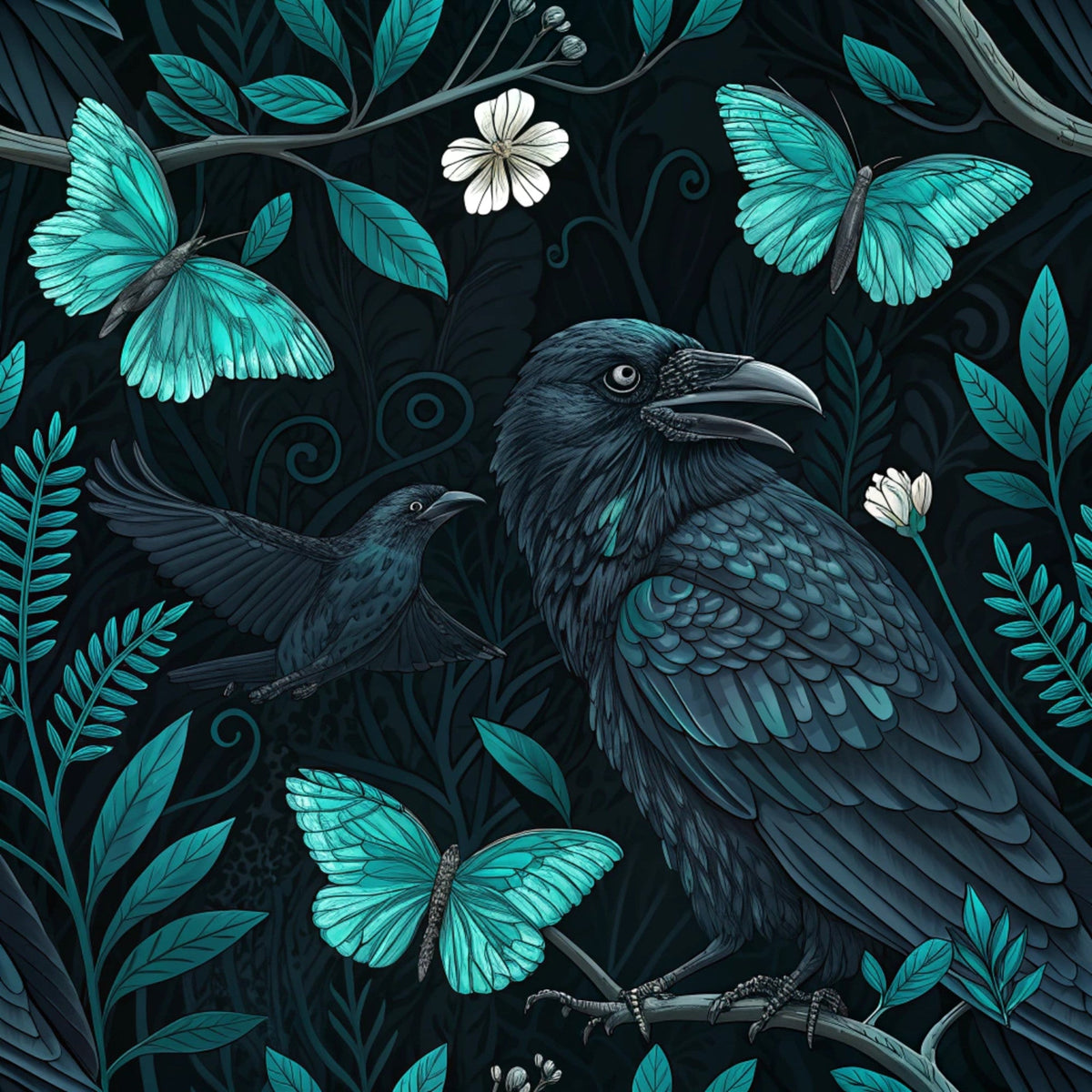 Twilight Rose Rookery Pattern 20 Fleece Fabric