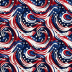 red, white, blue, navy blue, swirls, spirals, stars, patriotic, american flag colors, flowing curves, dynamic movement,, fabric panel, repeating pattern, fourth of july, independence day, wavy lines, abstract design, festive, geometric swirls