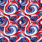 red, white, blue, patriotic, swirls, spirals, stars, flag colors, abstract pattern, flowing design,, fabric panel, american theme, dynamic movement, curved lines, repeating pattern, textile design, crafting material, seamless design