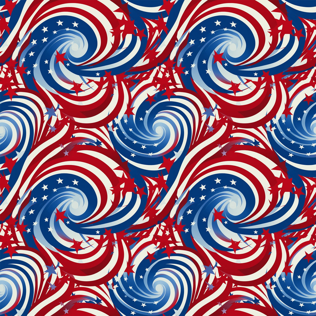red, white, blue, patriotic swirls, spiral pattern, stars, american flag colors, dynamic swirls, whirlwind design,, fabric panel, fourth of july, memorial day, patriotic theme, repeating pattern, flowing spirals, star spangled, red white blue swirls, cotton fabric, geometric swirls