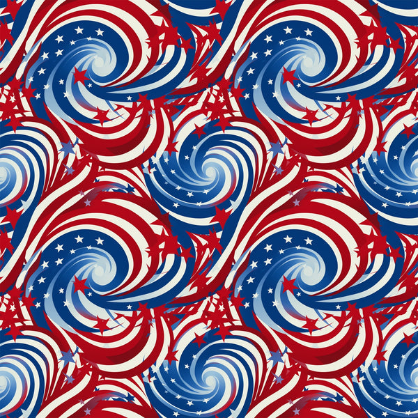 red, white, blue, patriotic swirls, spiral pattern, stars, american flag colors, dynamic swirls, whirlwind design,, fabric panel, fourth of july, memorial day, patriotic theme, repeating pattern, flowing spirals, star spangled, red white blue swirls, cotton fabric, geometric swirls