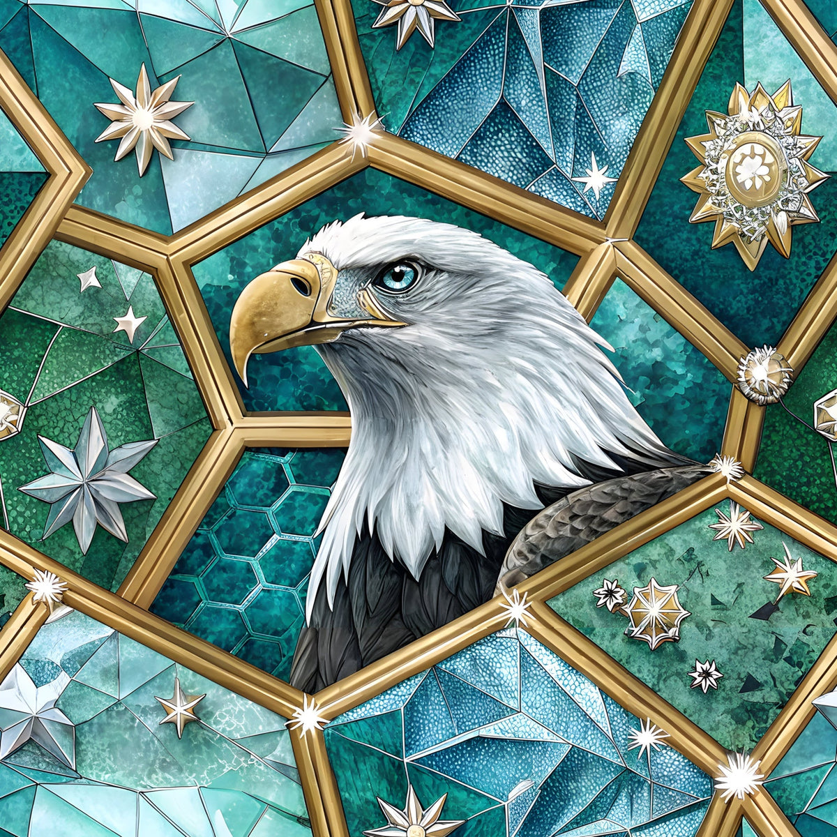 Liberty Eagles Pattern 2 Fleece Fabric