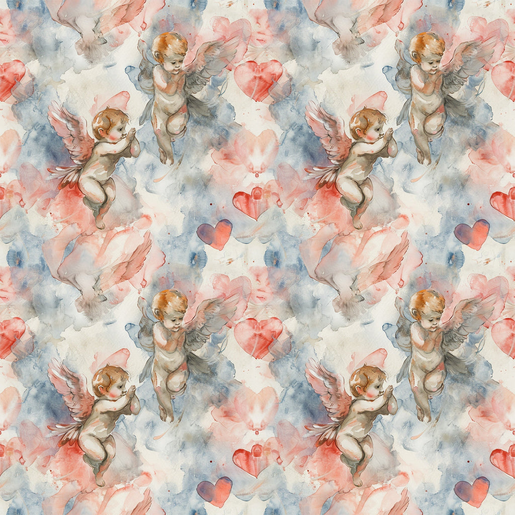 Cherub Hearts Pattern 1 Fleece Fabric
