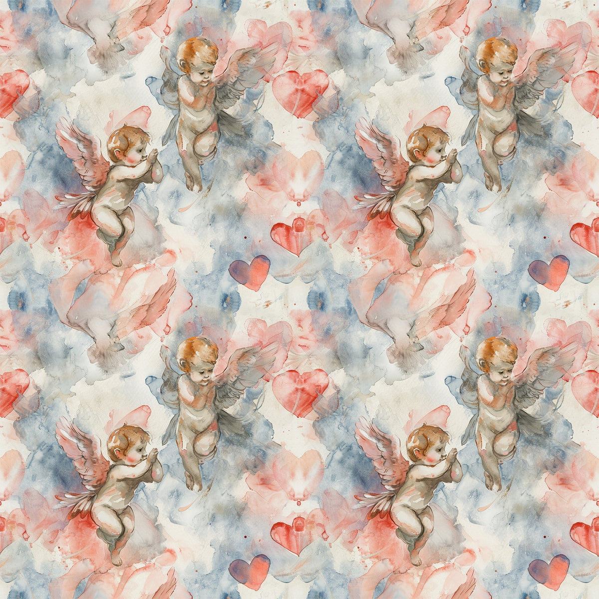 Cherub Hearts Pattern 1 Fleece Fabric
