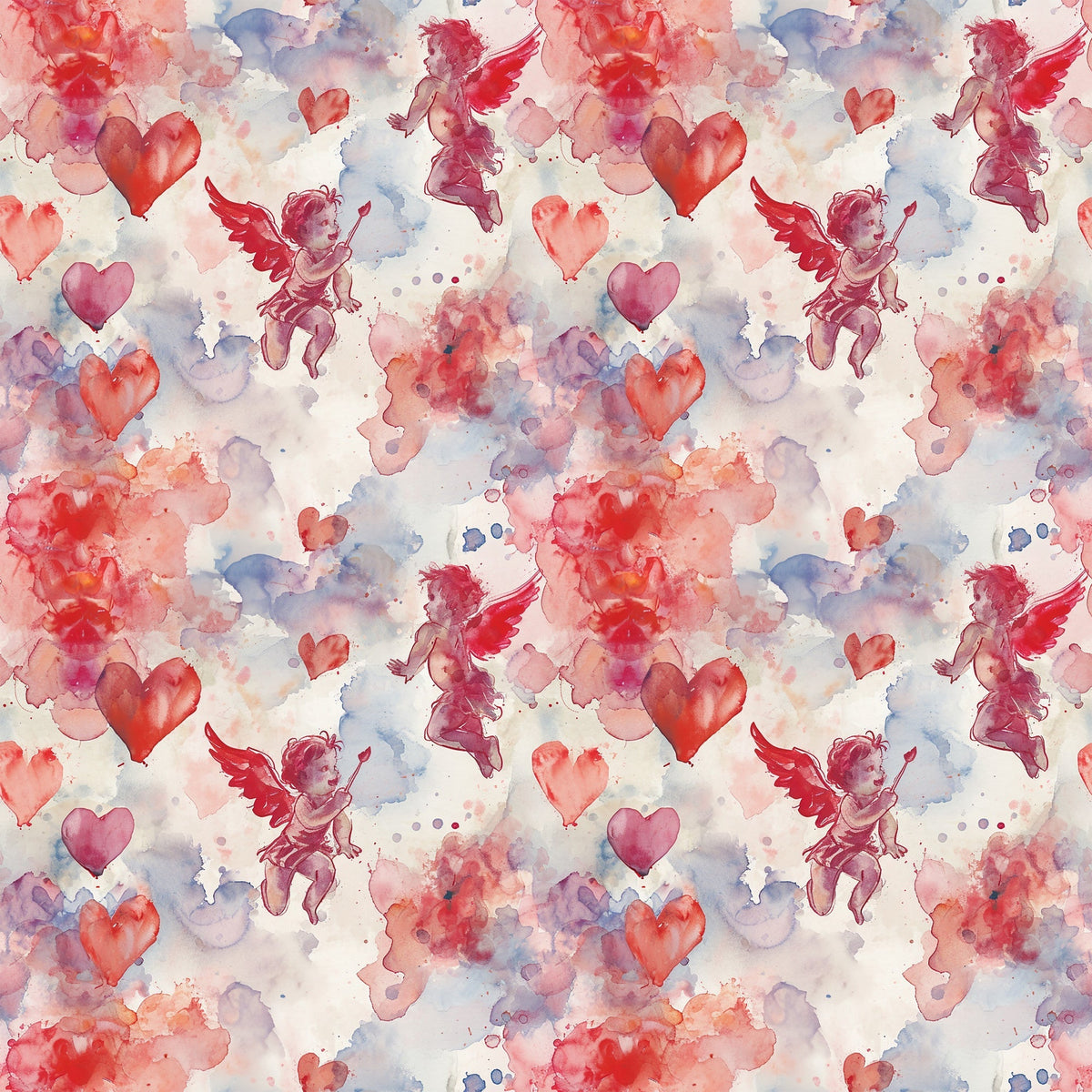 Cherub Hearts Pattern 3 Fleece Fabric