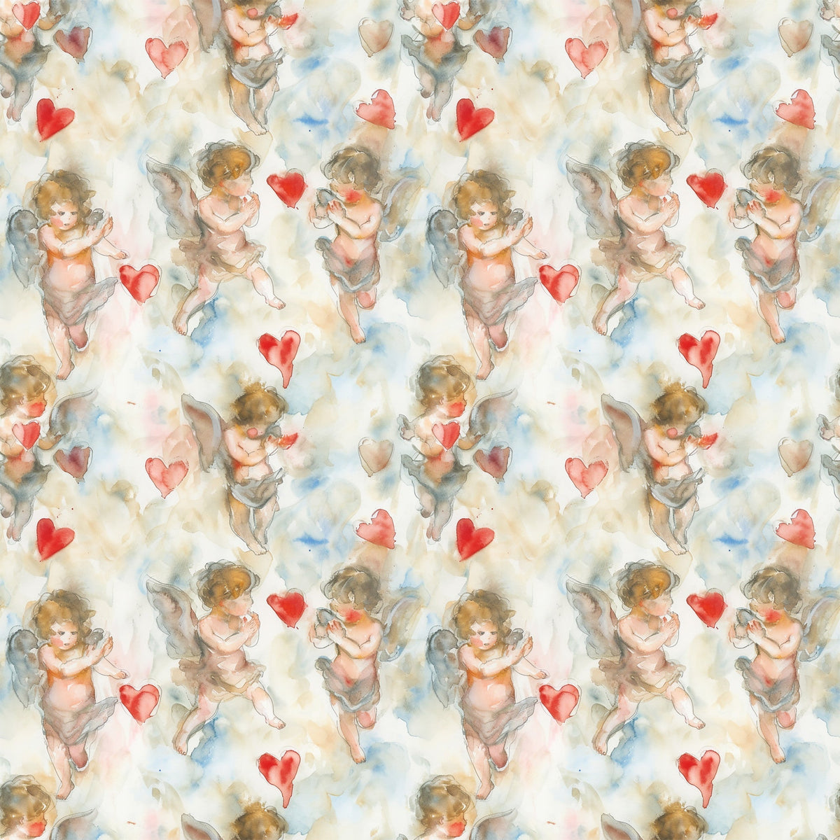 Cherub Hearts Pattern 6 Fleece Fabric