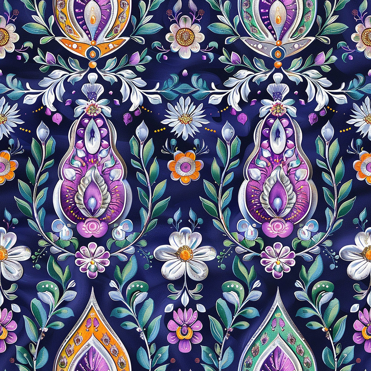 Gilded Boteh Blooms Pattern 10 Fleece Fabric