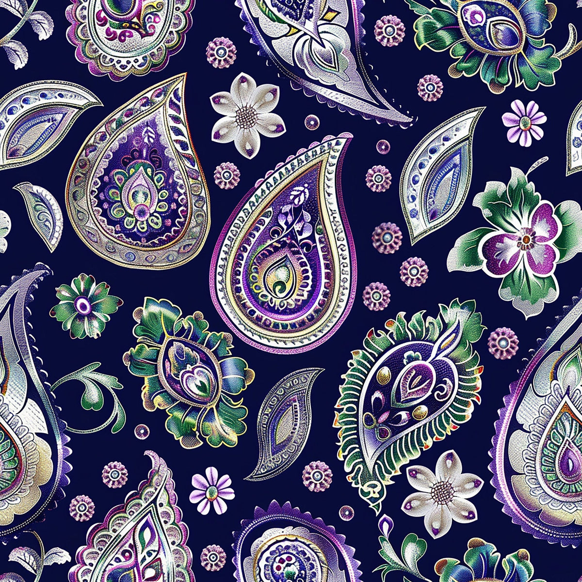 Gilded Boteh Blooms Pattern 3 Fleece Fabric