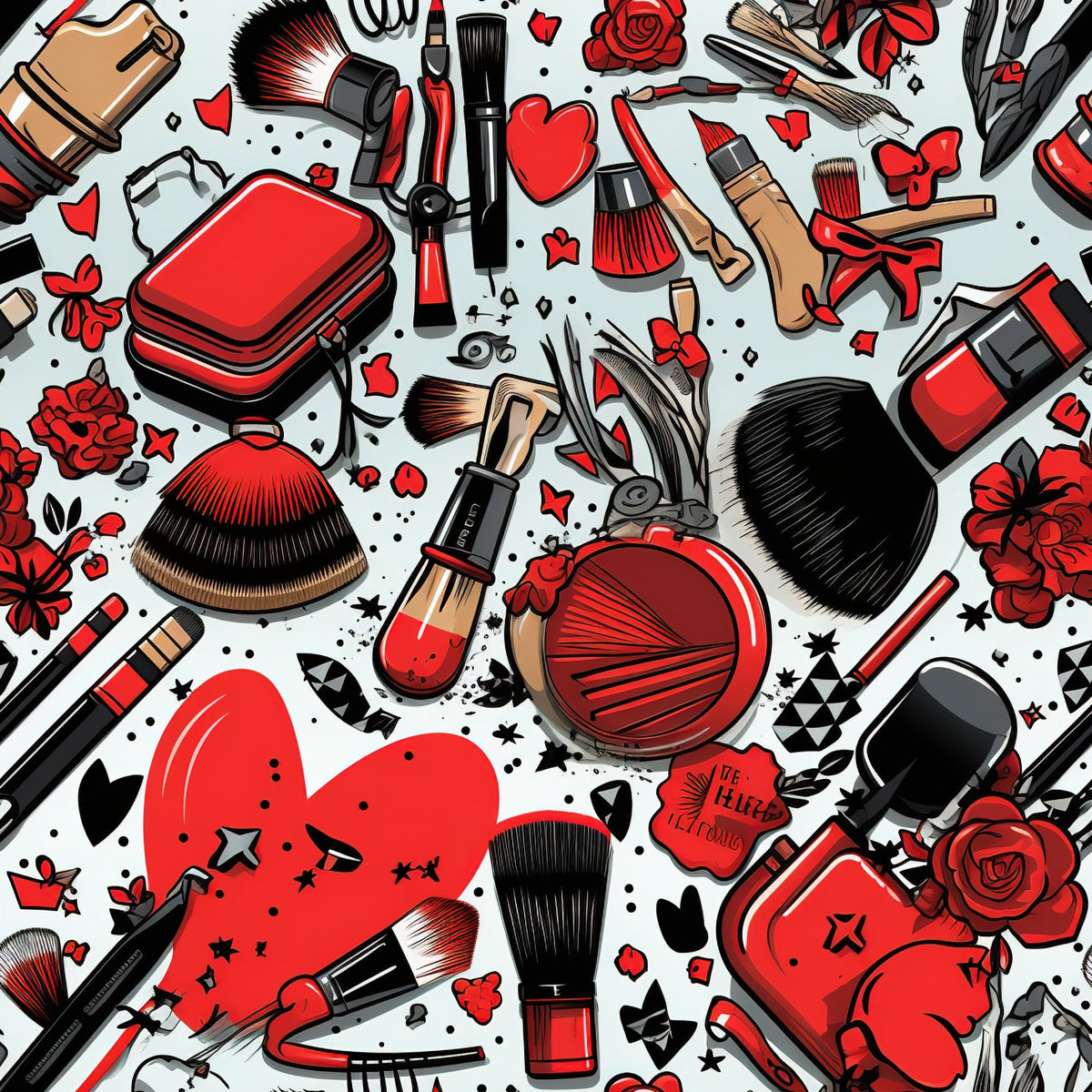 Rockabilly Rouge Pattern 1 Fleece Fabric
