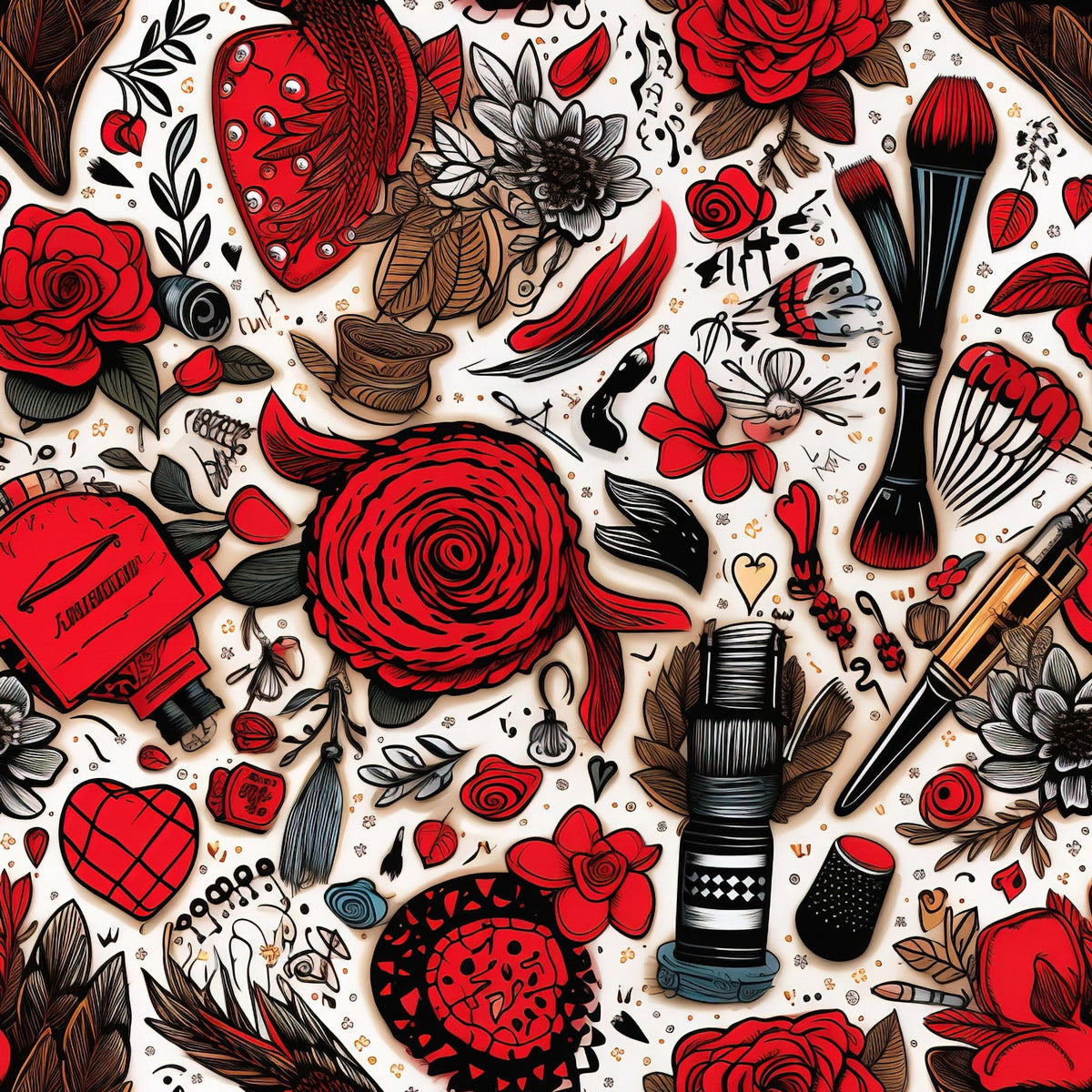 Rockabilly Rouge Pattern 3 Fleece Fabric