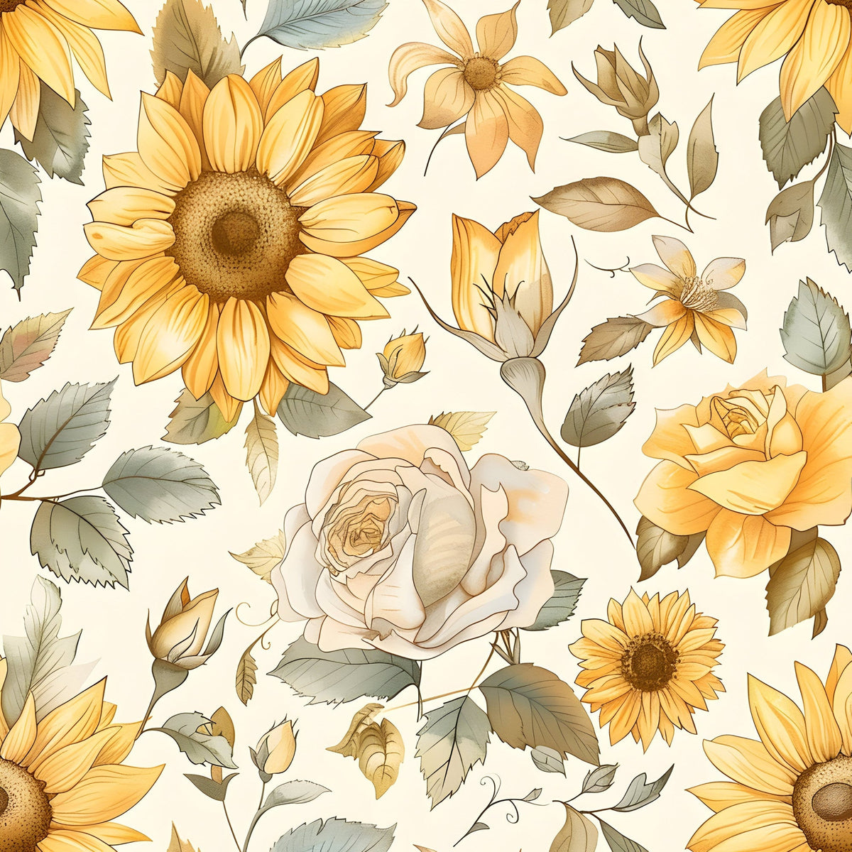 Golden Harvest Blooms Pattern 15 Fleece Fabric