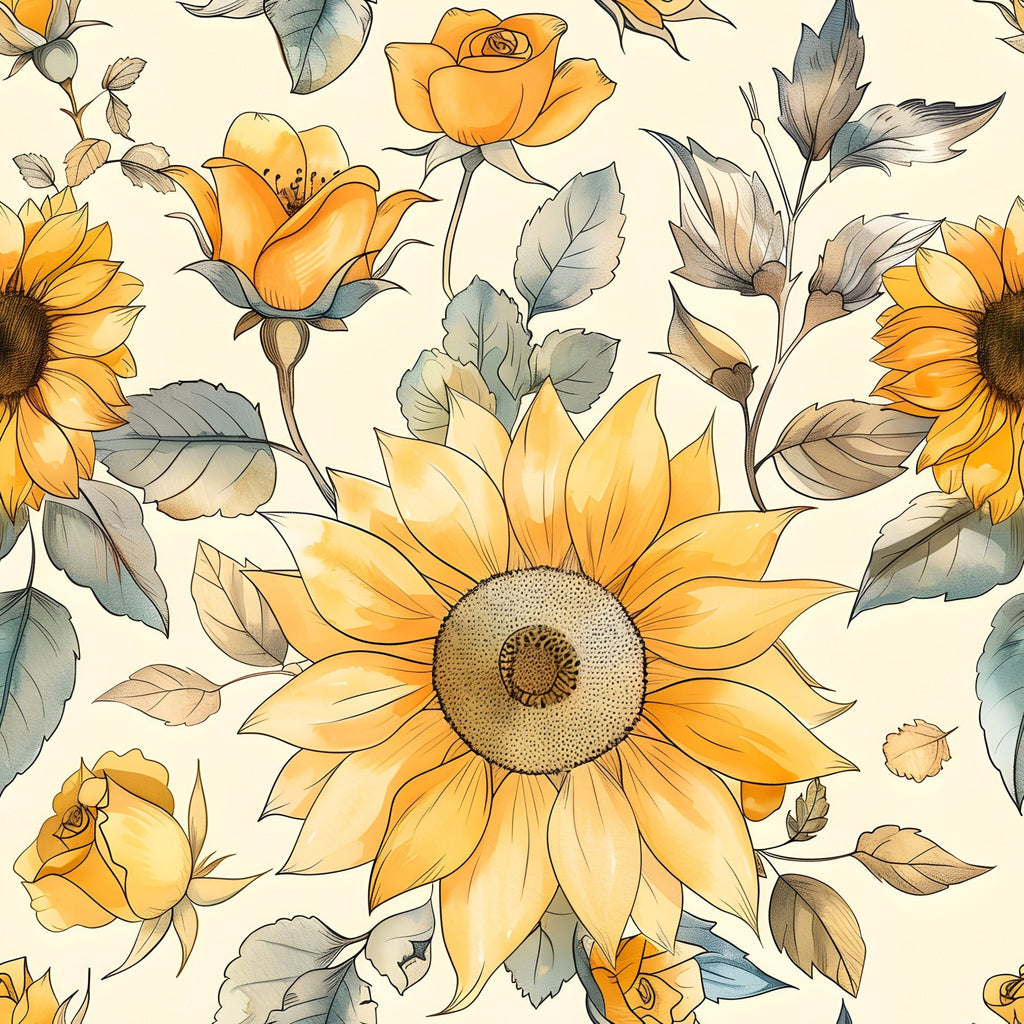 Golden Harvest Blooms Pattern 19 Fleece Fabric