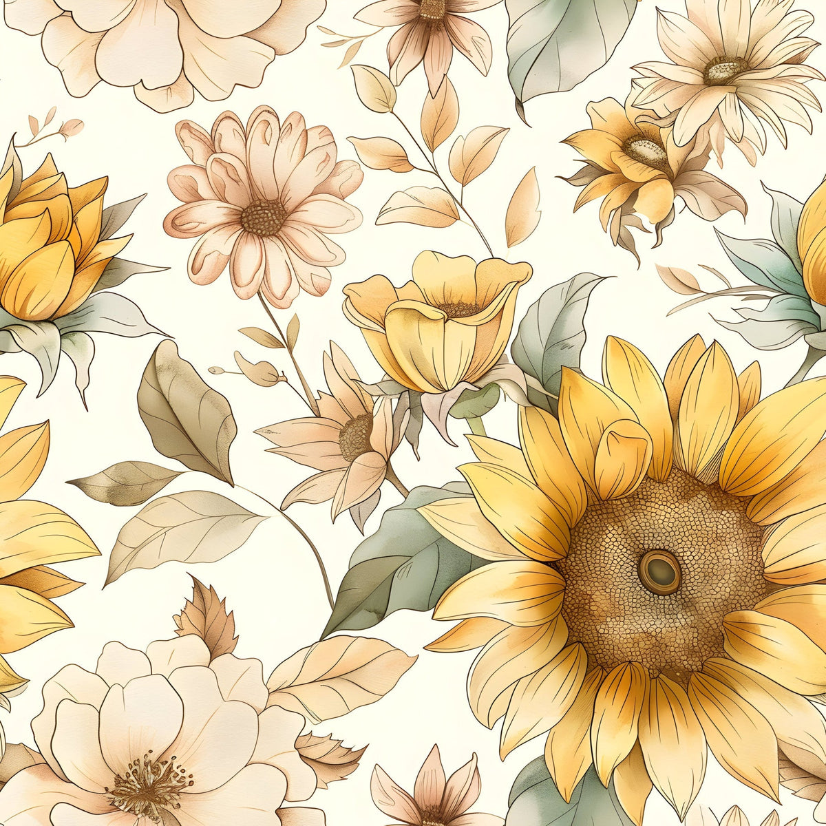 Golden Harvest Blooms Pattern 20 Fleece Fabric