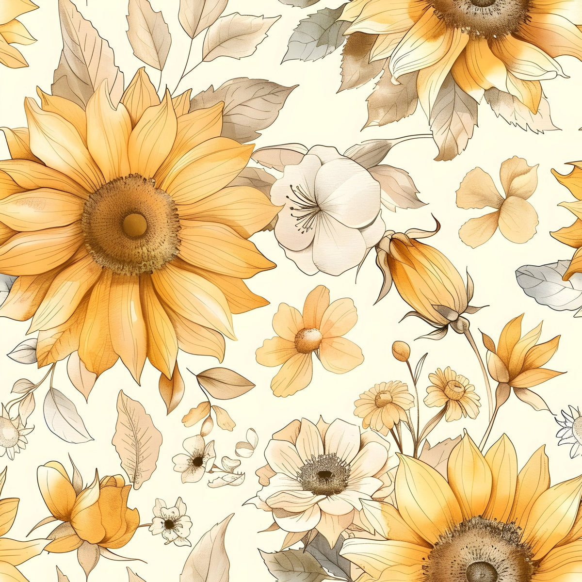 Golden Harvest Blooms Pattern 22 Fleece Fabric