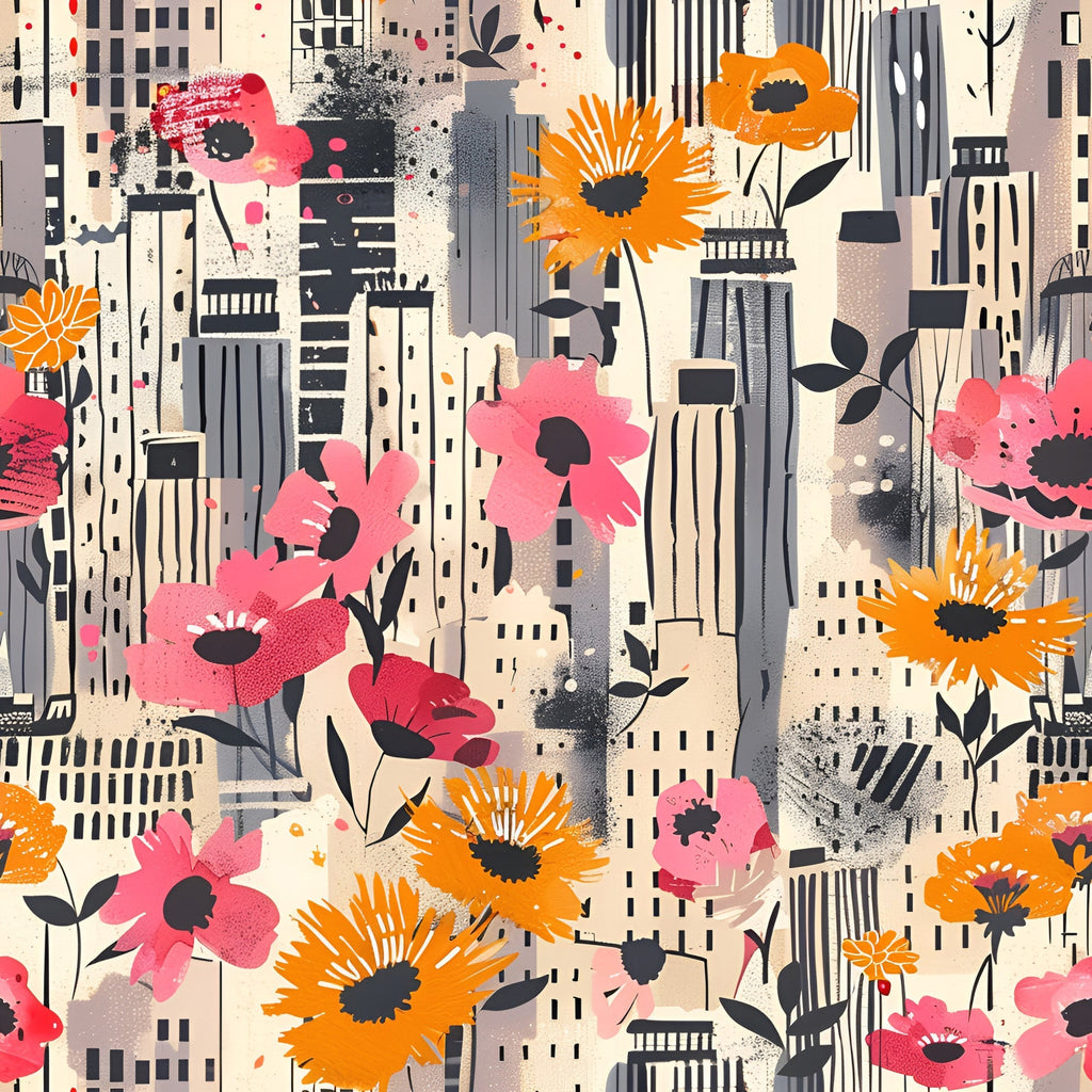 Skyline Blooms Pattern 2 Fleece Fabric