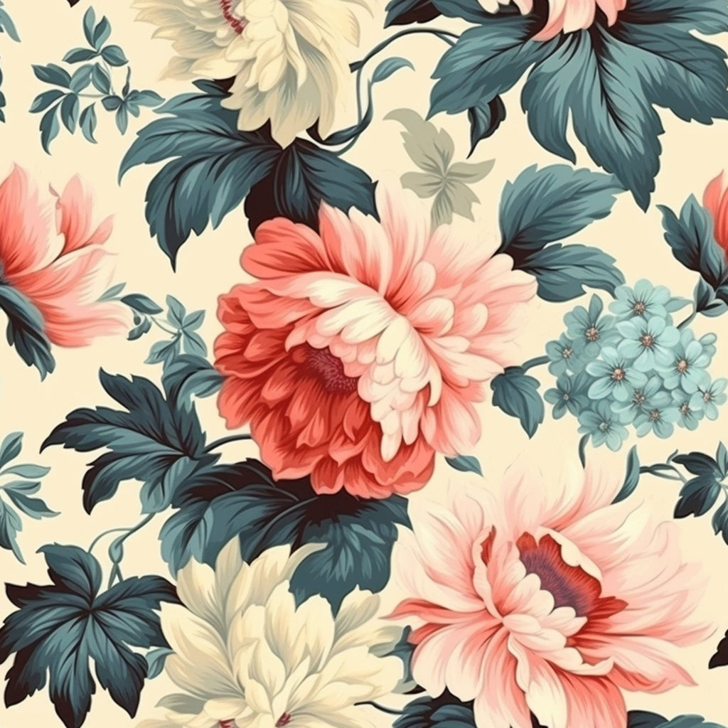 Antique Bouquet Pattern 18 Fleece Fabric