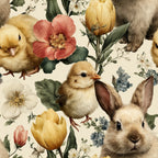 Bunny Blooms Pattern 3 Fleece Fabric