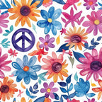 Groovy Peace Blooms Pattern 2 Fleece Fabric