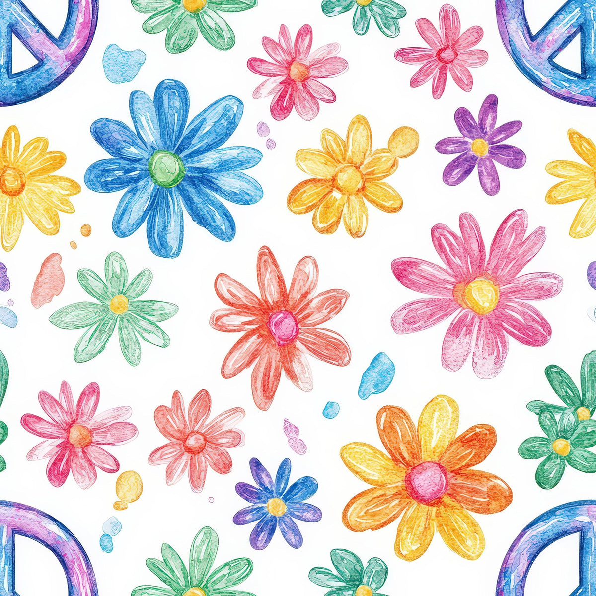 Groovy Peace Blooms Pattern 8 Fleece Fabric