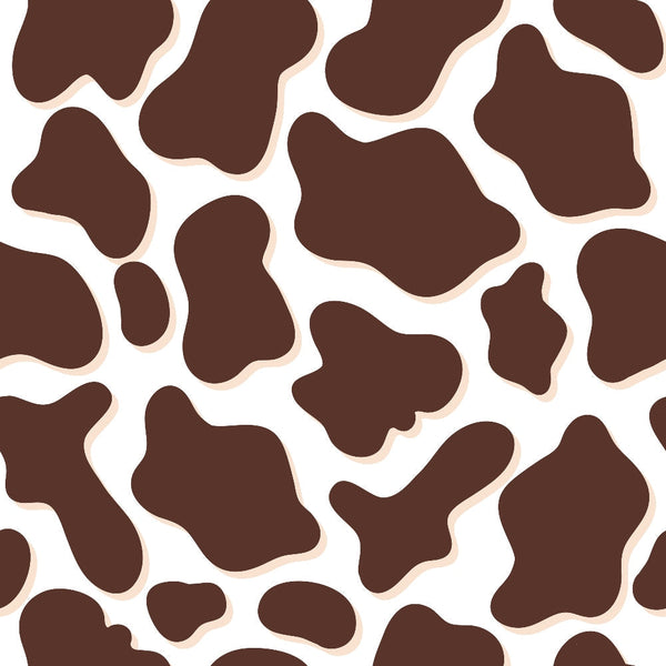 Abstract pattern with irregular brown spots on a white background, resembling a cowhide design.