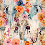 Floral Longhorn Pattern 10 Fleece Fabric