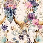 Floral Longhorn Pattern 11 Fleece Fabric