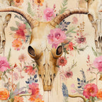 Floral Longhorn Pattern 16 Fleece Fabric