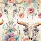 Floral Longhorn Pattern 19 Fleece Fabric
