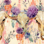 Floral Longhorn Pattern 4 Fleece Fabric