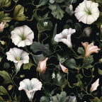 Midnight Moonflowers Pattern 12 Fleece Fabric