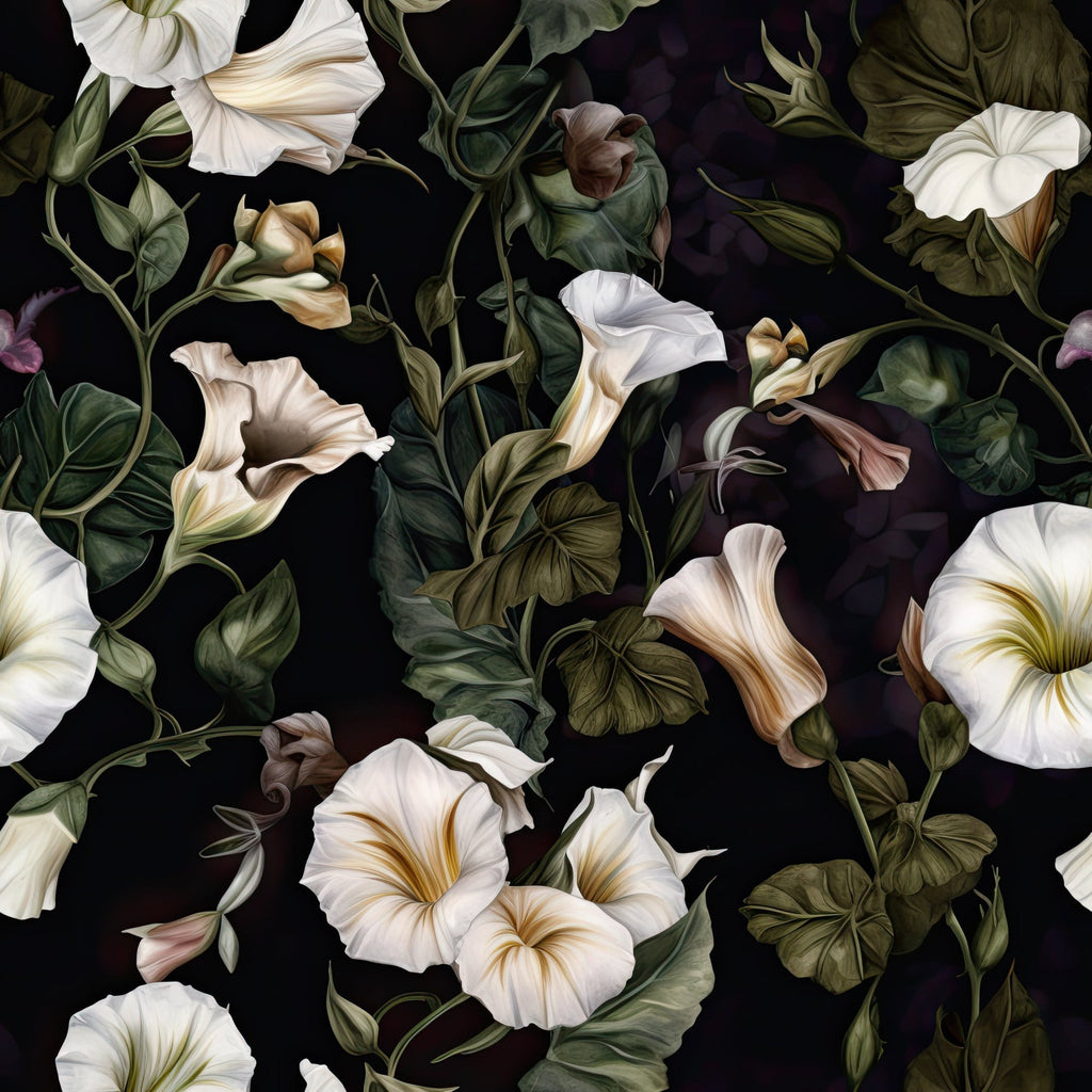 Midnight Moonflowers Pattern 7 Fleece Fabric