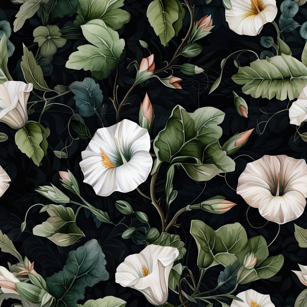 Midnight Moonflowers Pattern 8 Fleece Fabric